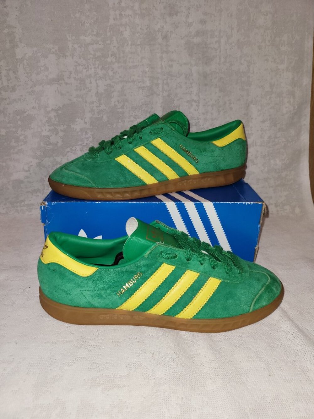 Adidas Hamburg Originals Retro Sneakers Liverpool C/W Green Yellow Tan Gum Sole